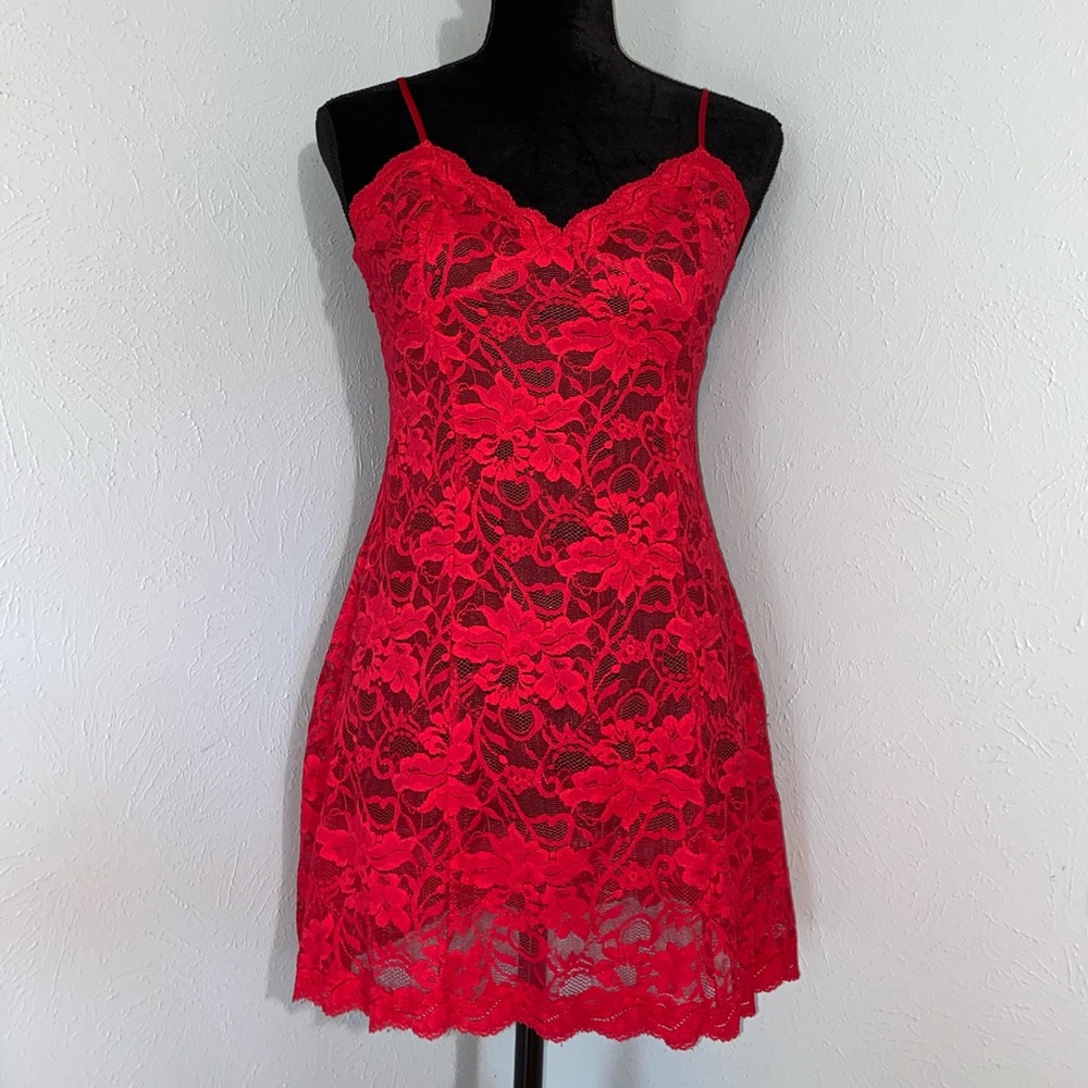 Victoria’s Secret Red Lace Slip Chemise